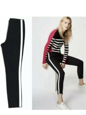 rag & bone Simone Side Stripe Tuxedo Pants Black & White High Rise EUC Sz 0